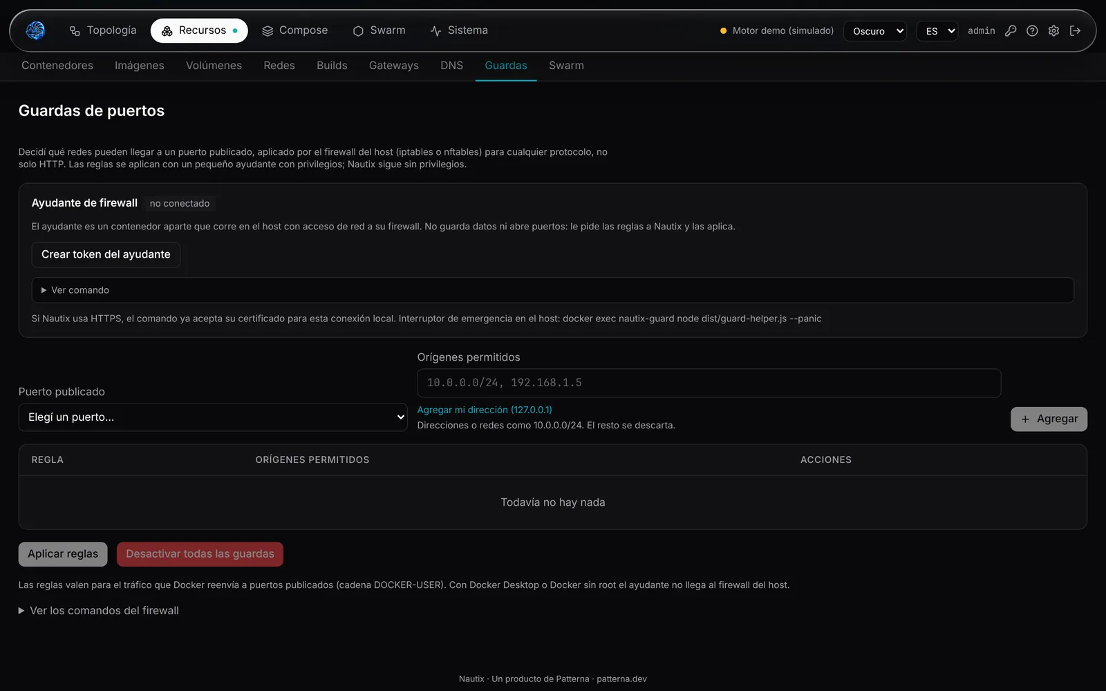 Guardas de puertos con reglas de acceso